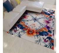 Aquarelle Printemps Floral Tapis Fleurs Fleurs Botanique Imprimé Coloré Chambre Lavable Doux Mince Tapis pour Classe Maternelle 150x210cm