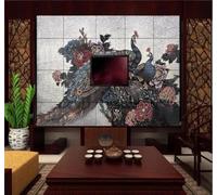Aquarelle Rétro Représentant Un Paon Et Une Pivoine Papier Peint 3D Installation Facile Intissé Tapisserie Bureau Salon Canapé Chambre Décoration Murale-150cm×105cm
