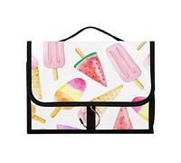 Aquarelle rose jaune rouge crème glacée bâtons sur blanc 1 pièce à suspendre trousse de toilette portable organisateur de maquillage brosse étui de rangement portable cosmétique de voyage avec crochet