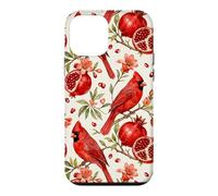 Aquarelle Rouge Cardinal Oiseau Grenade Fruit Pattern Coque pour iPhone 12 Mini