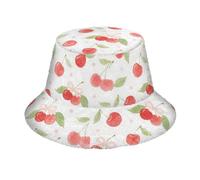 Aquarelle Rouge Cerise Bow Fuzzy Furry Bucket Hat Fausse Fourrure Chaud Chapeau Hiver Hommes Femmes Pêcheur pour Ski Gorra para el Frio Hombre