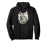 Aquarelle Sable Chat Floral Couronne Art Feline Lover Sweat à Capuche