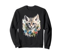 Aquarelle Sable Chat Floral Couronne Art Feline Lover Sweatshirt