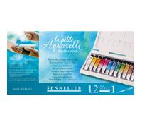 Aquarelle - Sennelier - La Petite Aquarelle - 12 Tubes de 10ml - Couleurs Variées - Pratique pour Voyage