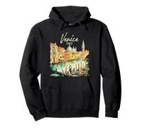 Aquarelle Souvenir de Voyage Venise Gondola Italie Sweat à Capuche