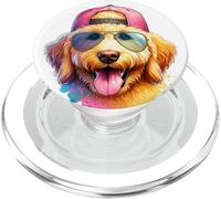 Aquarelle Sporty Labradoodle Dog in Shades Backwards Hat PopSockets PopGrip pour MagSafe