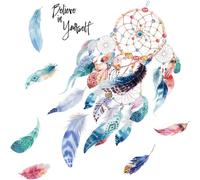 Aquarelle Stickers Muraux Enfants Attrape-Rêves En Plumes (105x90 Cm) I Coloré Autocollants Sticker Mural Chambre D'enfant Crèche Bébé Garçon Déco Ado Fille Décoratifs