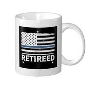 Aquarelle Tasses à thé Agent de police à la retraite Thin Blue Line Tasse À Café en porcelaine Amusants tasses en porcelaine pour décorer Collègue 330ml
