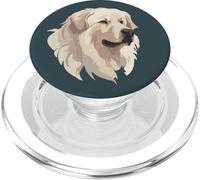 Aquarelle Tête de Chien des Pyrénées - Art Géant Doux PopSockets PopGrip pour MagSafe