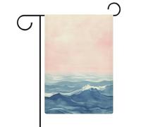 Aquarelle The Sea Drapeau de jardin rose doux en toile de jute double face 30,5 x 45,7 cm