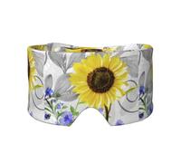 Aquarelle Tournesols Jaunes Fleurs Bleues,Masque pour les yeux bloquant la lumière Cache-yeux et cache-oreilles pour le sommeil