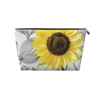 Aquarelle Tournesols Jaunes Fleurs Bleues, Trousse de Toilette Trousse de Maquillage Sac à cosmétiques Trousse de Toilette de Voyage Portable