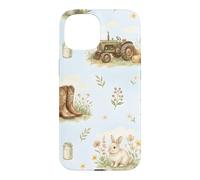 Aquarelle Tracteur de Ferme de Campagne Animaux de Grange Cottagecore Coque pour iPhone 15