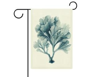 Aquarelle Un drapeau de jardin corail bleu clair saisonnier vacances toile de jute double face maison cour drapeaux extérieurs 32 x 47 cm