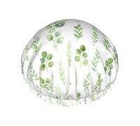 Aquarelle Verte Botanique Bonnet De Douche Pour Femme Double Couche Bonnet De Douche Imperméable Charlotte Cheveux Pour Voyage Soins Capillaires Natation