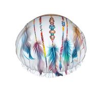 Aquarelle Vibrant Dream Catcher Bonnet de douche réutilisable double couche Bonnet de bain étanche avec bande élastique Chapeau de bain Spa Salon Douche Chapeau pour Femme Homme