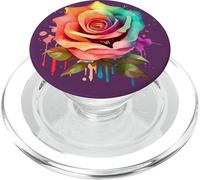 Aquarelle Vibrant Rose Violet Motif Floral Graphique Dames PopSockets PopGrip pour MagSafe