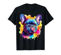 Aquarelle vibrante Bouledogue français pour Amoureux des Chiens T-Shirt