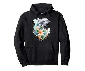 Aquarelle vibrante Dauphin Tropical Floral océan Art Sweat à Capuche