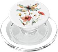 Aquarelle vibrante Libellule et Fleurs Sauvages Amoureux de la Nature PopSockets PopGrip pour MagSafe