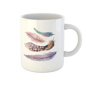 Aquarelle Vibrante, Plumes, Oiseau Blanc, Vol, Style Bohème Rustique Mug Unique Tasse À Thé Drôle Tasse À Café Cadeaux Fantaisie Pour Noël Pâques Bureau 330Ml
