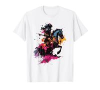 Aquarelle Warrior Riding A Horse Warrior Horse Rider Art T-Shirt