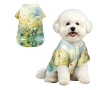 Aquarelle Wild Art XL Chemise hawaïenne pour petits chiens - Tenue de plage d'été mignonne pour chiot, vêtements doux et respirants avec boutons