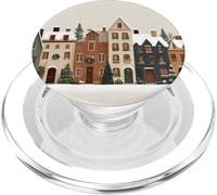 Aquarelle Winter Village Street with Festive Homes PopSockets PopGrip pour MagSafe