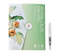 Aquarelle Workbook - pour l'évaluation | Début Friendly Set with Resilient Paper Sleek & 12 Color Painting with Brush for Home, Home and Professional Artistic Painting Coloring Utility