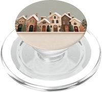 Aquarelle Xmas Village Street with Festive Homes PopSockets PopGrip pour MagSafe