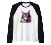 Aquarelles de Chat Chats Maine Coon colorés Manche Raglan