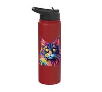 Aquarelles de chat Chats Maine Coon colorés Stainless Steel Insulated Water Bottle
