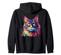 Aquarelles de Chat Chats Maine Coon colorés Sweat à Capuche