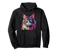 Aquarelles de Chat Chats Maine Coon colorés Sweat à Capuche