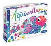 Aquarellum 3d atelier - poissons et animaux des fonds marins - peinture magique 4 tableaux accessoires - set kit creatif et carte