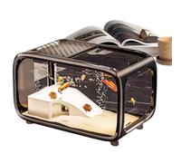 Aquarium - 40 x 22 cm - Bol à poisson de bureau avec décoration d'escalade pour un nettoyage facile, alimentation pratique avec couvercle - Réservoir à tortues pour la maison, le bureau, l'étude à