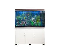 Aquarium Blanc - Kits et Accessoires de Démarrage - Graviers Noir - Meuble BLANC - 143,5cm x 120,5cm x 39 cm