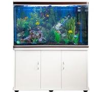 Aquarium Blanc - Kits et Accessoires de Démarrage - Graviers Noir - Meuble BLANC - 143,5cm x 120,5cm x 39 cm