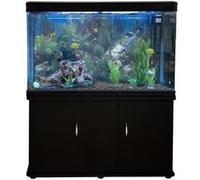 MonsterShop - Aquarium à Bords Noir 300 litres, Kit Accessoires Démarrage, Plantes, Graviers Naturel, Meuble Noir d’Une Dimension Totale de 143,5 cm de Haut x 120,5 cm de Large x 39 cm de Profondeur