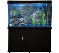 Aquarium à bords Noir avec Kit de Démarrage et Meuble de support Noir