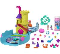 Aquarium à bulles Polly Pocket sur le thème de l'eau, 2 fonctions pour faire des bulles, 2 poupées, solution pour bulles et 18 accessoires, pour les enfants à partir de 4 ans