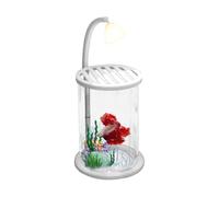 Aquarium à Poissons de Petite Taille,Décor Clair avec Veilleuse Nuit,Aquarium à Branchement pour Betta de Petite Taille - pour Décor Paysager Crevette Table Coin Gelée de Mer