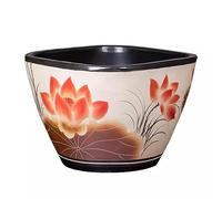 Aquarium antique carré en céramique pour le salon, grand réservoir d'eau à l'ancienne, réservoir de lotus, réservoir de nénuphar, aquarium en verre (42 cm)