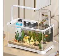 Aquarium Aquarium avec Lumière LED Rectangulaire Acrylique Fish Tank Kit pour Poissons et Crevettes, Bureau Bol Transparent