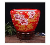 Aquarium Aquarium Bol à Poisson en céramique Style Chinois Bol à Poisson Rouge réservoir de Koi Balcon Bureau réservoir de Culture de Poisson d'ornement Décoration D'aquarium(63CM)