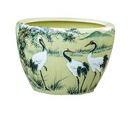 Aquarium Aquarium Fish Tank Jaune Glaçure en Céramique Poisson Rouge Bol Rétro Grand Réservoir d'eau Jardin Lotus Réservoir Balcon Poisson Culture Réservoir Décoration D'aquarium(A,63cm)