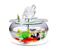 Aquarium Aquarium Rond en Verre, décorations de Bureau for la Maison, Aquarium ornemental, décorations d'aquarium en Verre Transparent, Petites décorations Bac à Poisson