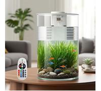 Aquarium avec Filtre et éclairage LED Multicolore 11 L / 3 gallons Complet Bocal Poisson Petit Aquarium 360° Fish Tank Petits