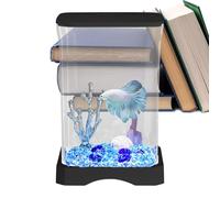 Aquarium Betta,Aquarium pour poissons Betta | Aquarium Betta 4K HD - Petit Aquarium ornemental, démarreur d'aquarium, bol à poissons avec lumière LED pour la maison, le bureau, l'appartement, le salon