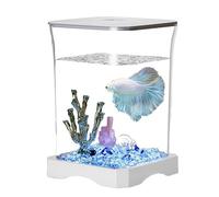 Aquarium Betta de table: élimine facilement l'installation encombrante, réservoir rectangulaire en acrylique avec vision claire, mode d'éclairage LED jour et nuit | kit initial